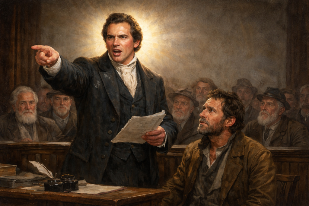 Joseph Smith preaching to a group of people